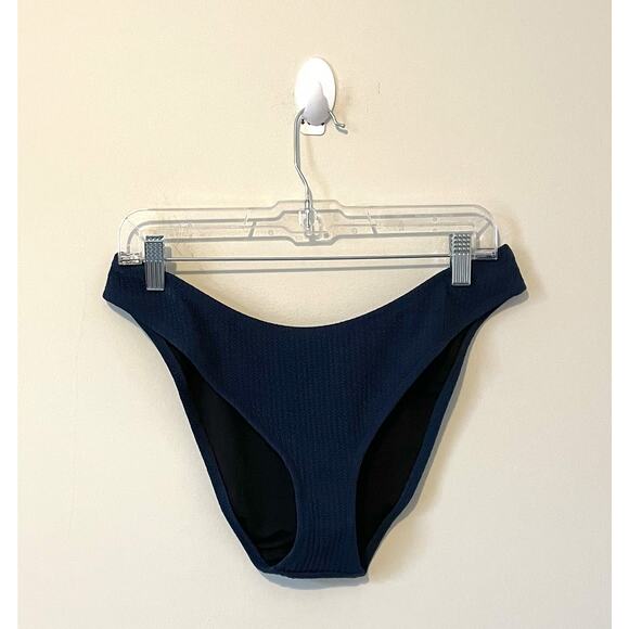 J. Crew High Leg Textured Bikini Swim Bottom Navy Blue Size Large NEW - Picture 4 of 8